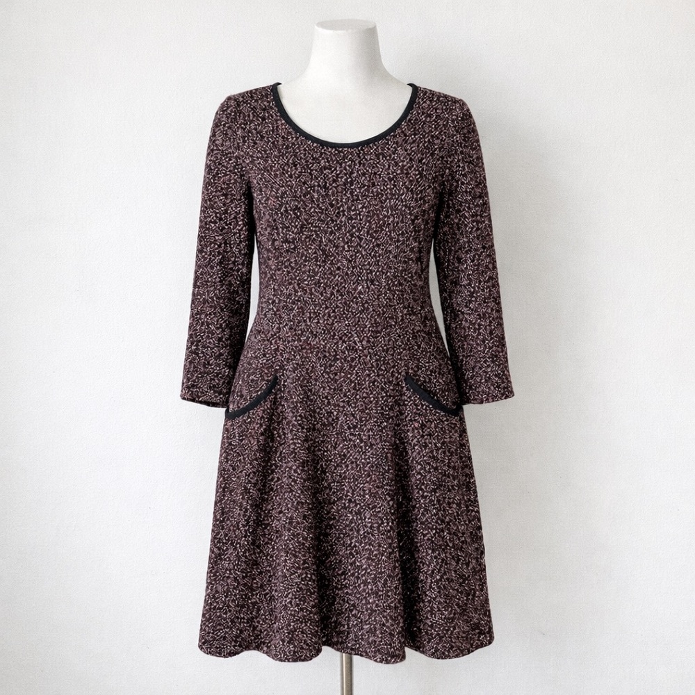 Talbots Heathered Purple Fit and Flare Long Sleeve Dress Women’s Size 14